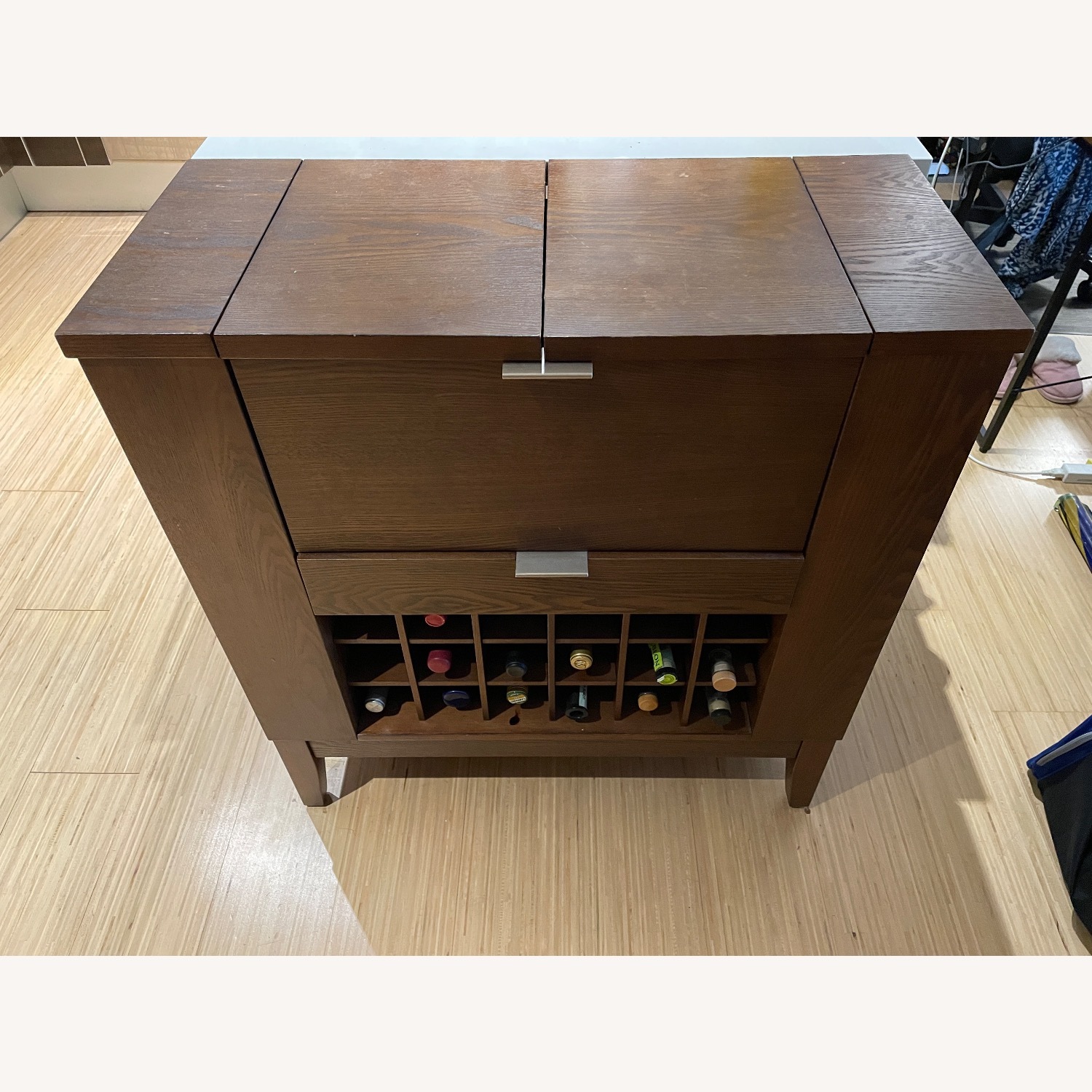 Crate & Barrel Dark Brown Parker Spirits Bourbon Cabinet - image-4