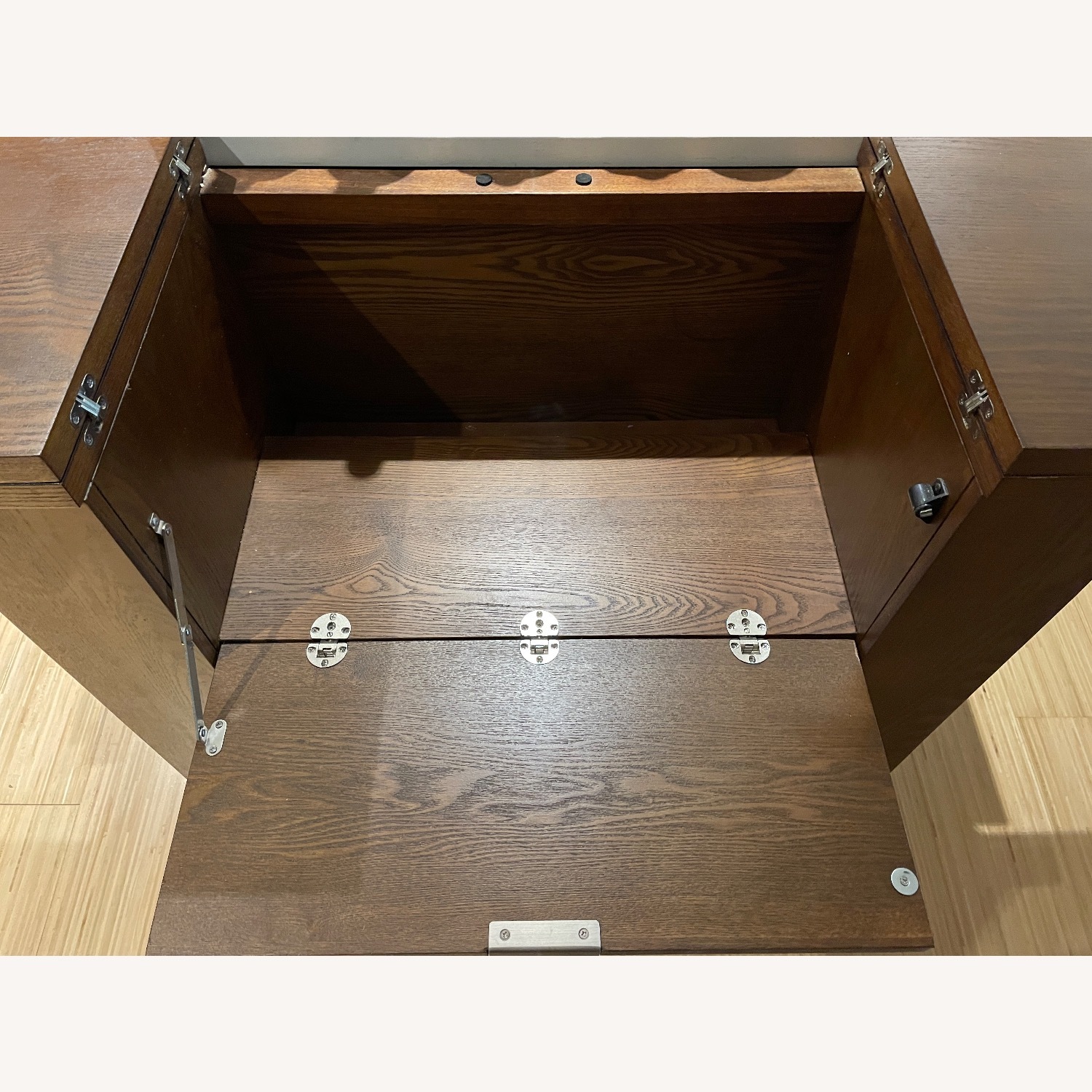 Crate & Barrel Dark Brown Parker Spirits Bourbon Cabinet - image-5