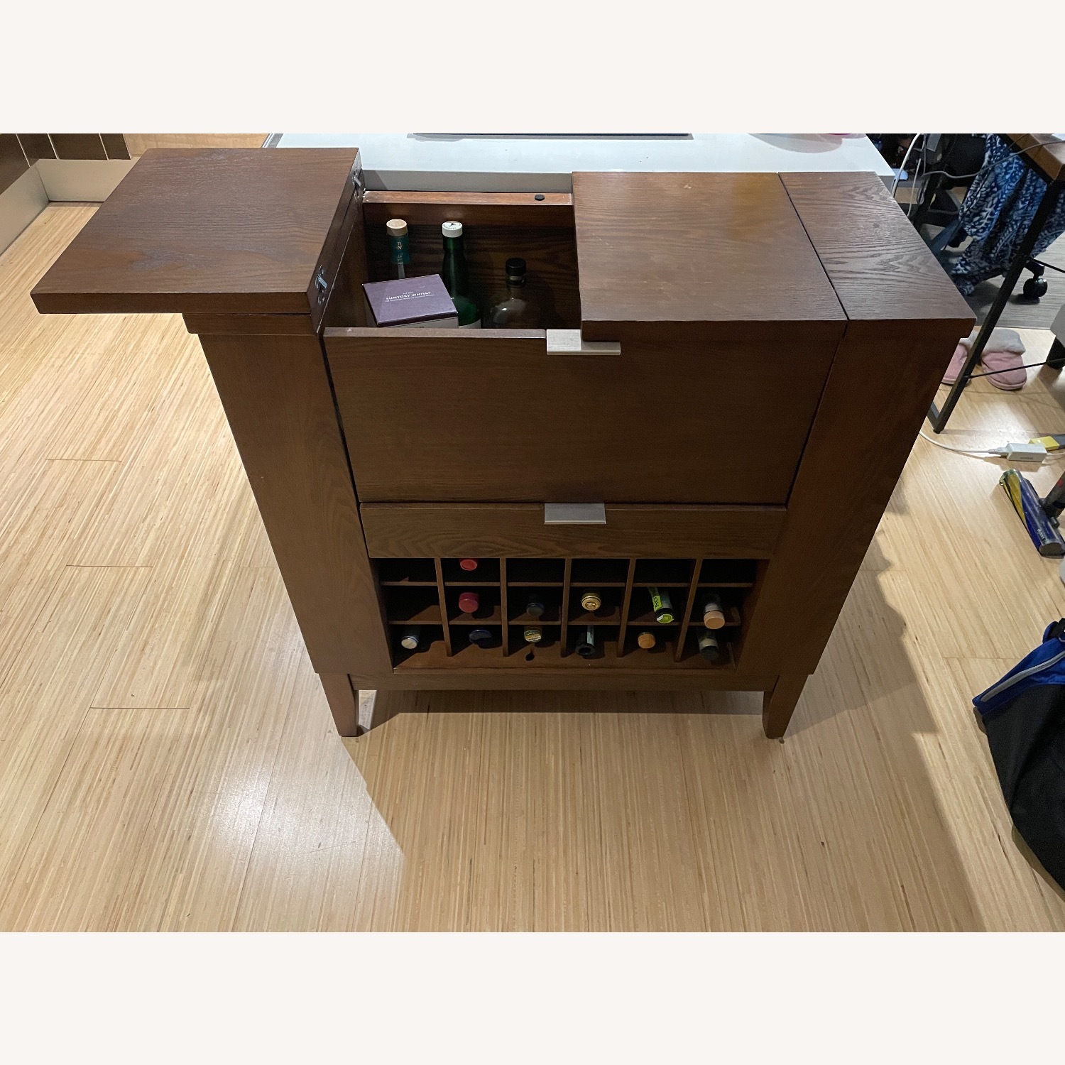 Crate & Barrel Dark Brown Parker Spirits Bourbon Cabinet - image-3