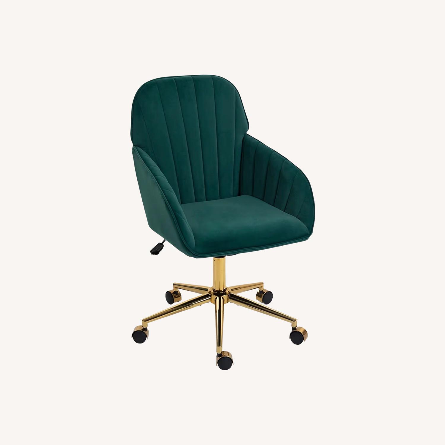 Green Velvet Office Chair - image-0