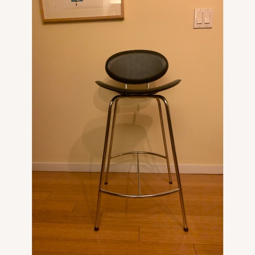 Used Room & Board Radius Black Faux Leather Bar Stools for sale on AptDeco
