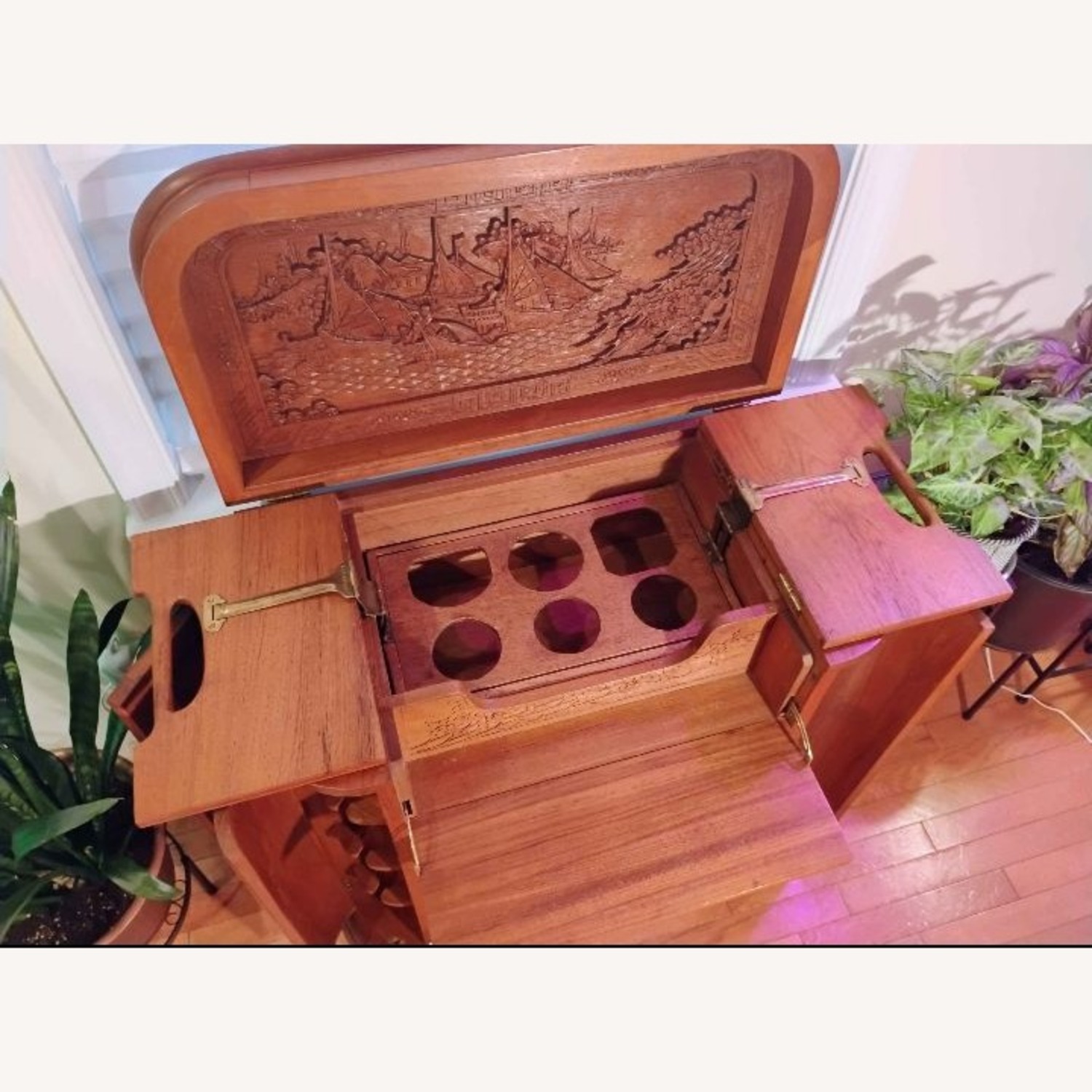 Vintage/Antique Youon & Co Wood Bar Cart - image-3