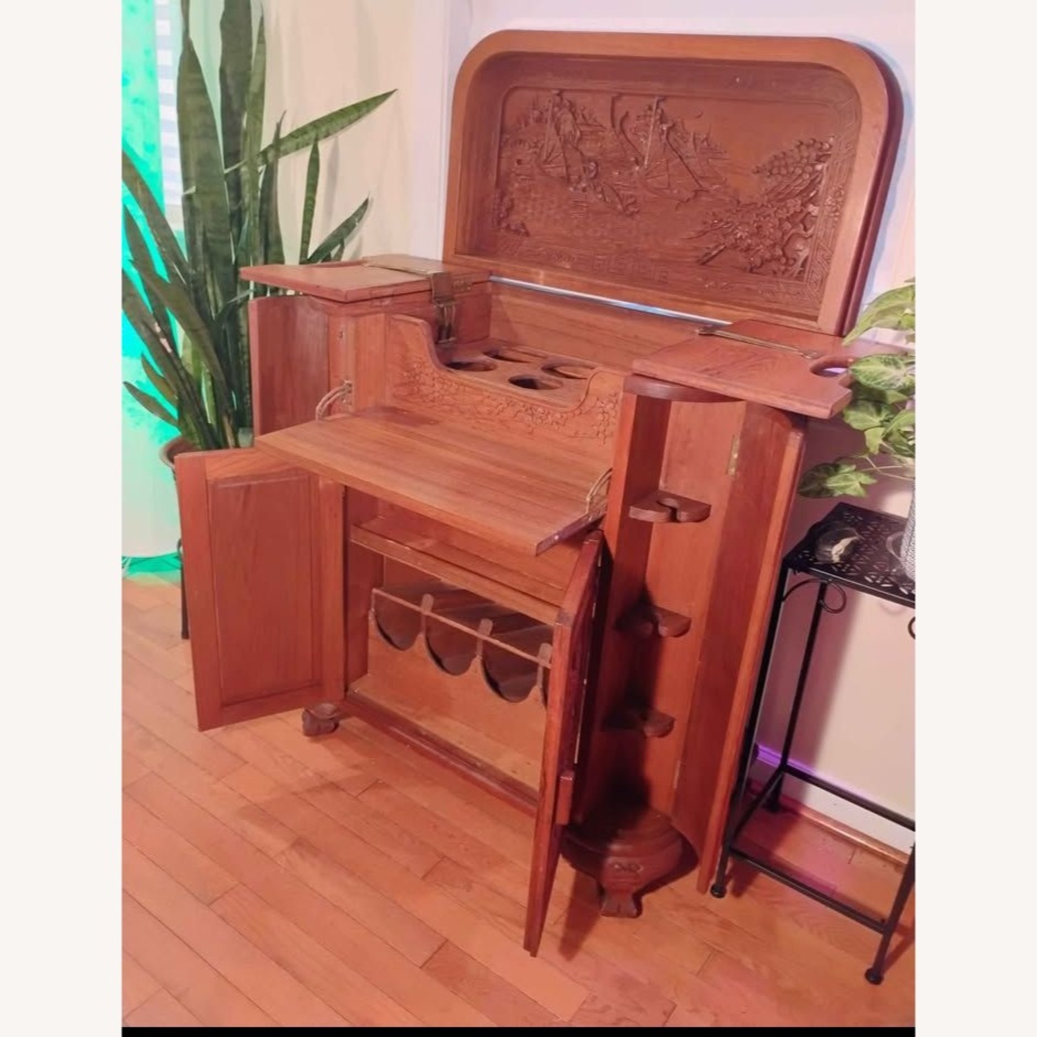 Vintage/Antique Youon & Co Wood Bar Cart - image-5