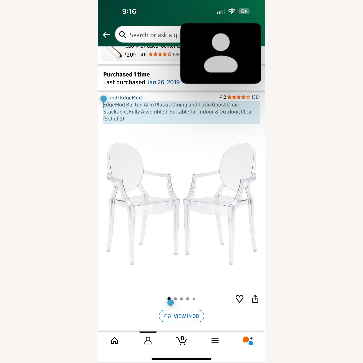 Set of 4 Modern "Ghost" Arm Chairs - image-4