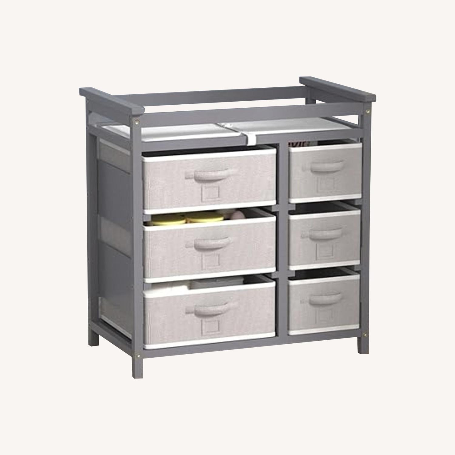 XJD Baby Changing Table with 6 Storage Drawers - image-0