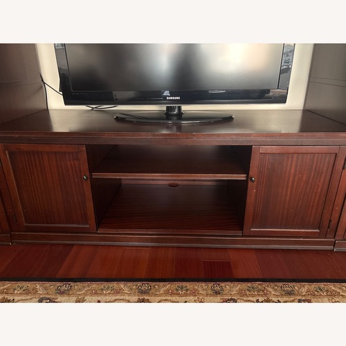 Used Pottery Barn Logan Dark Brown Wood Media Storage for sale on AptDeco