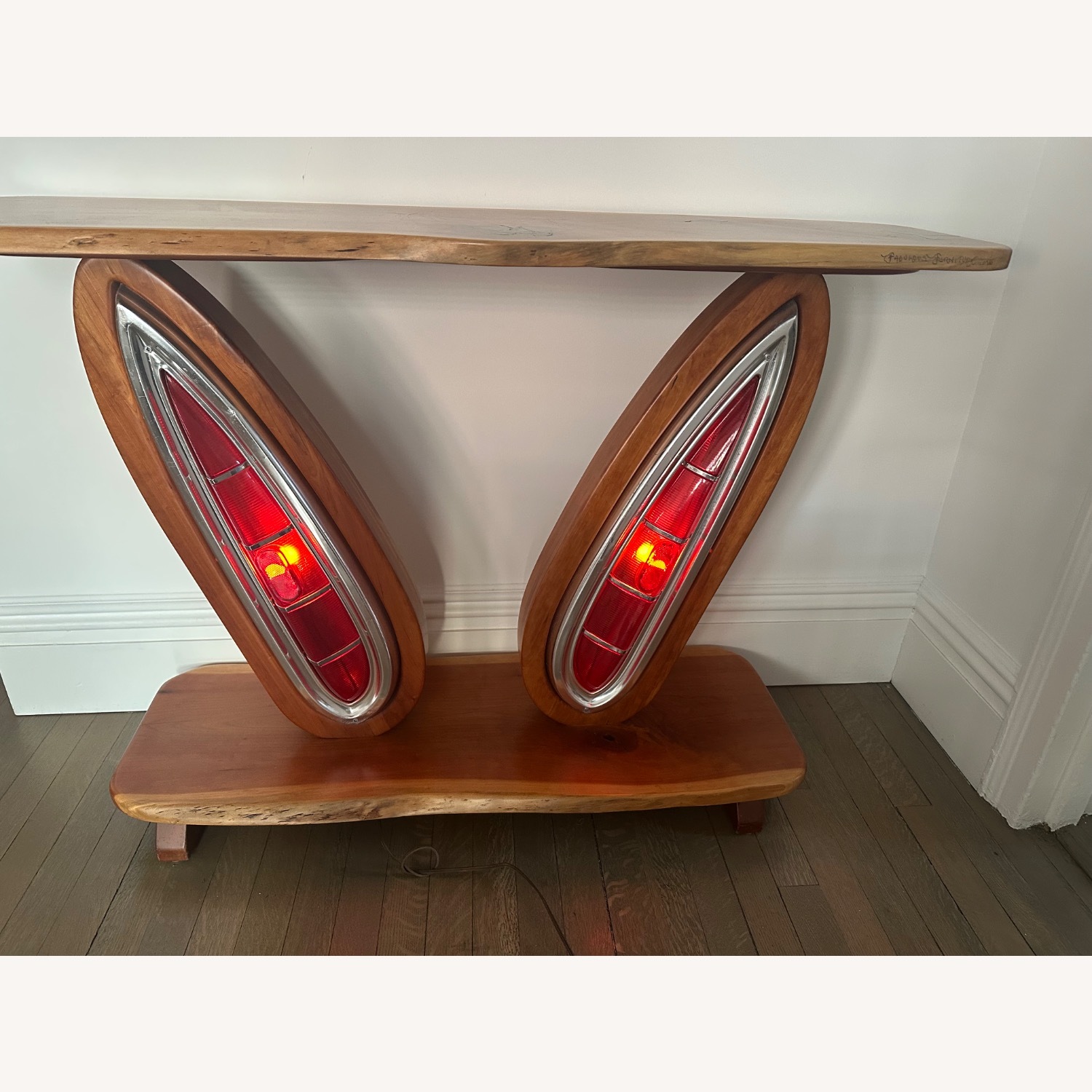 Retro Wood Console with Authentic Car Lights - image-0