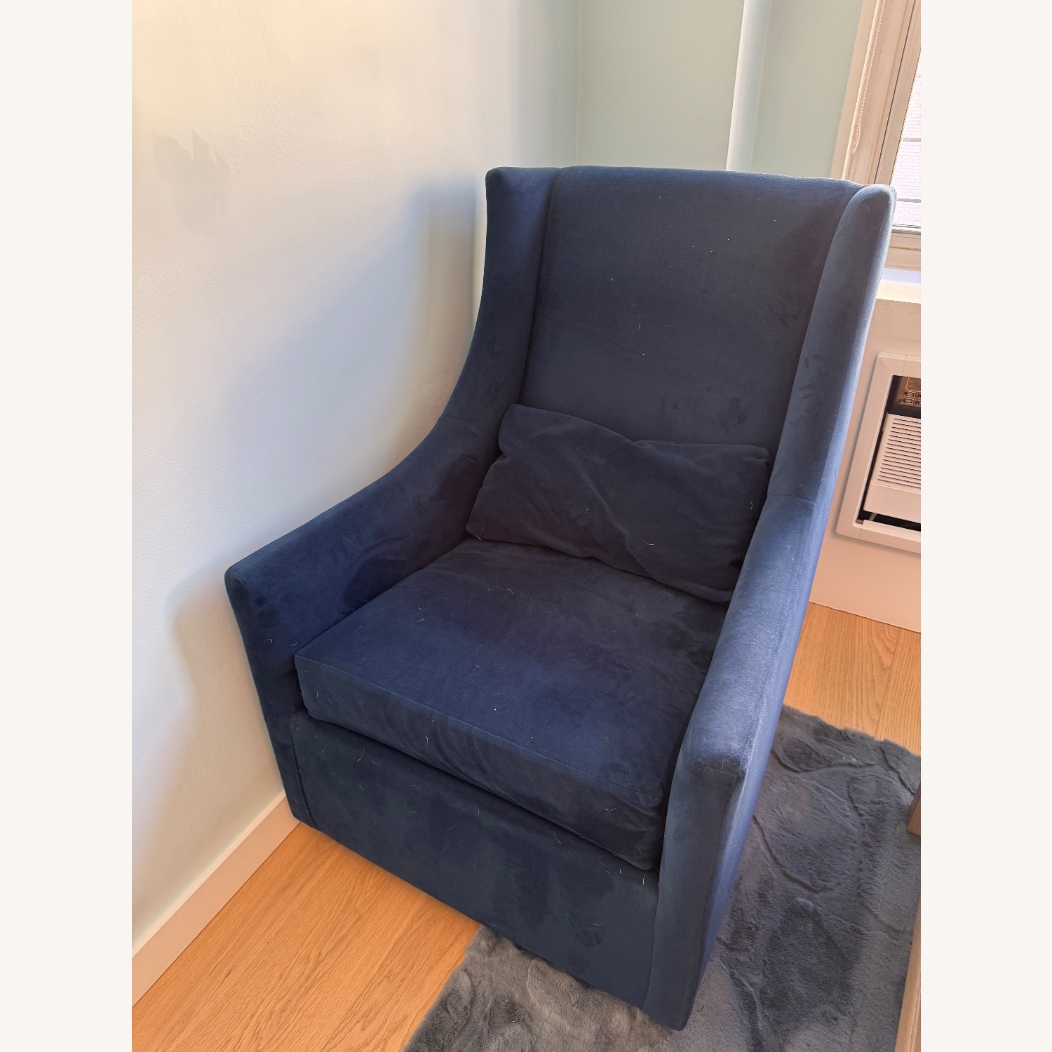 West Elm Graham Blue Velvet Armchair - image-1