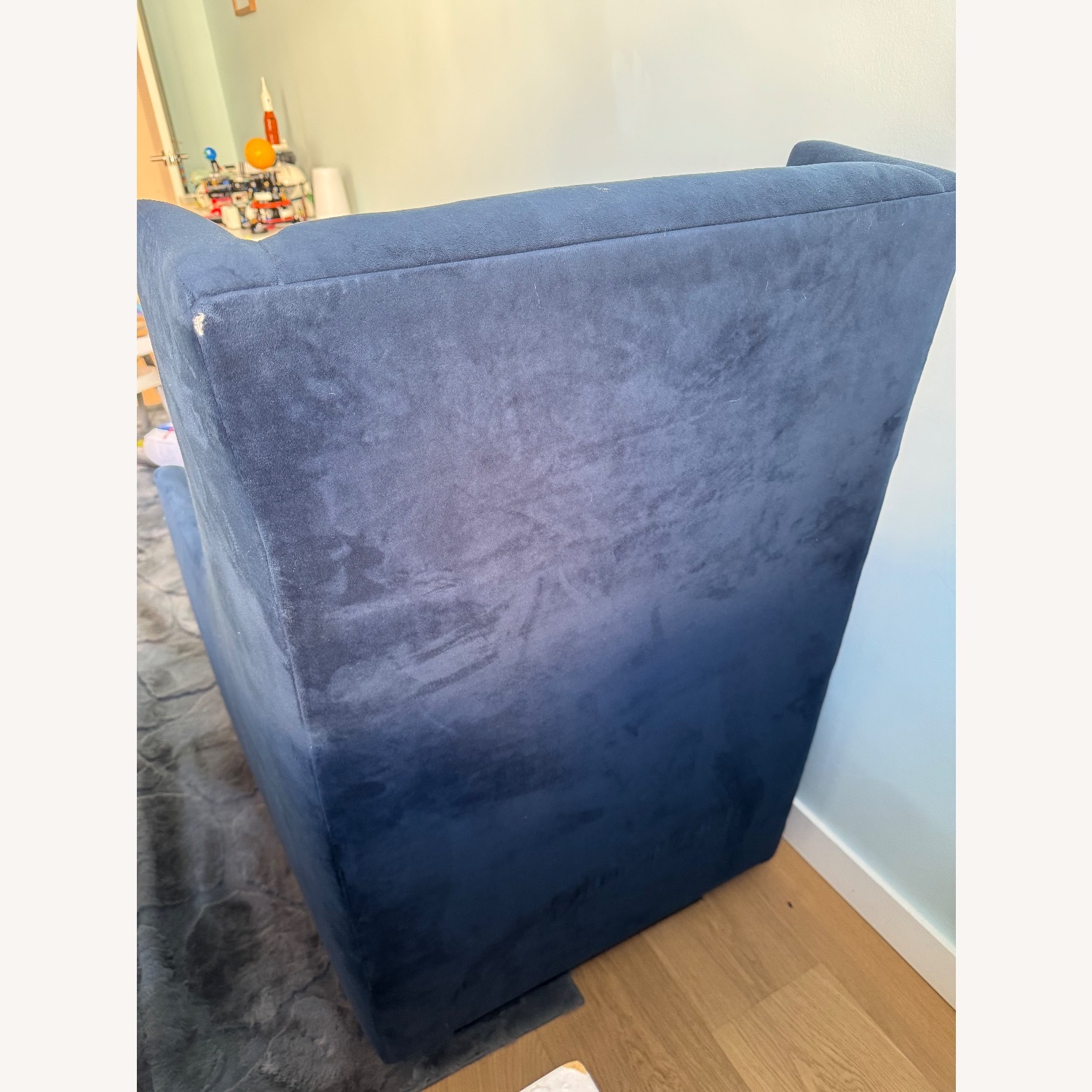 West Elm Graham Blue Velvet Armchair - image-3