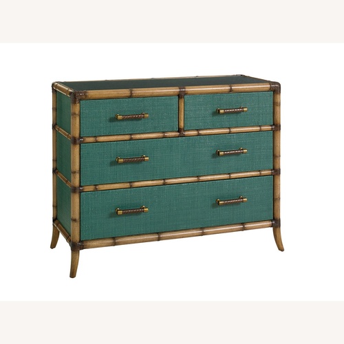 Used Tommy Bahama Twin Palms Green Bamboo Dresser for sale on AptDeco