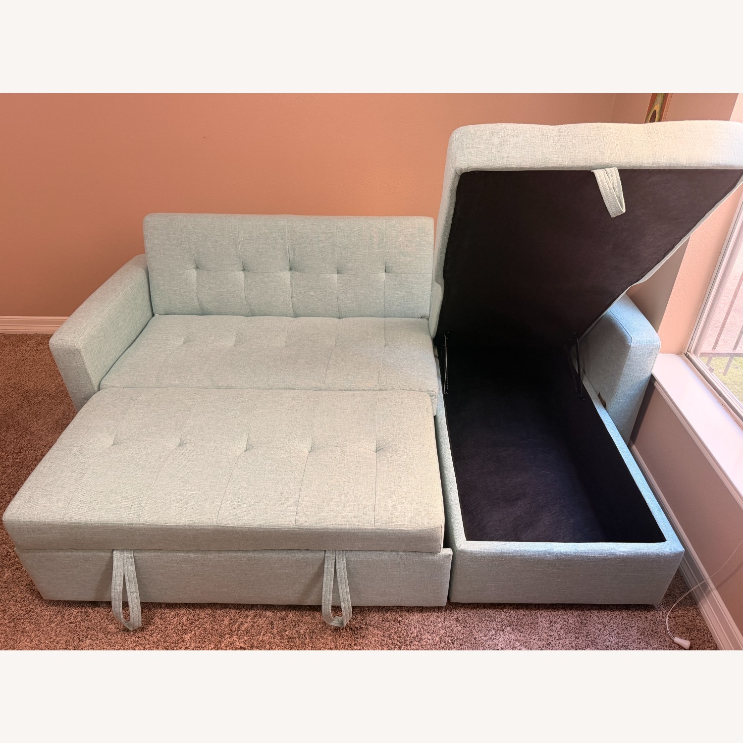 Jach Green Linen Sleeper Sofa - image-3