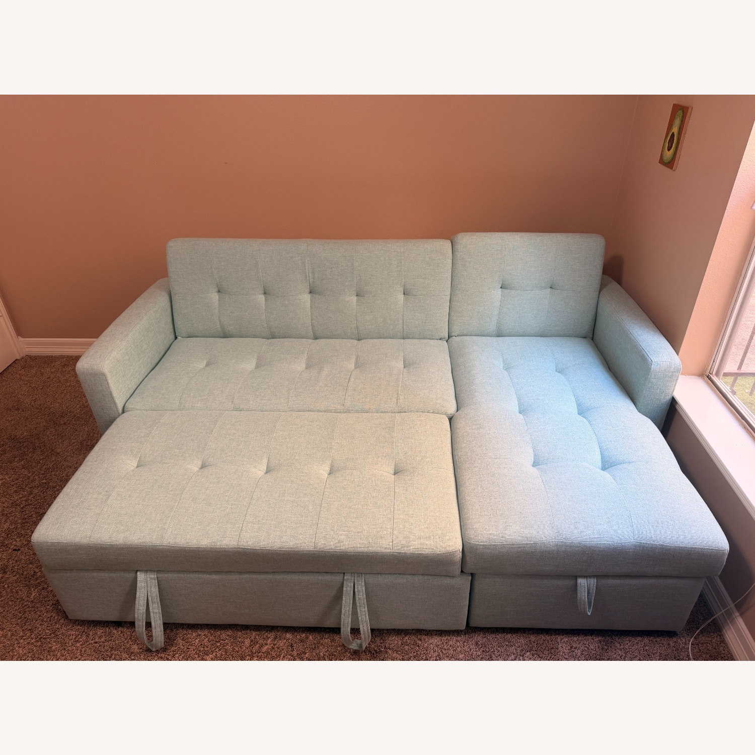 Jach Green Linen Sleeper Sofa - image-2