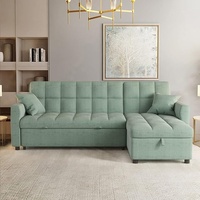 Jach Green Linen Sleeper Sofa