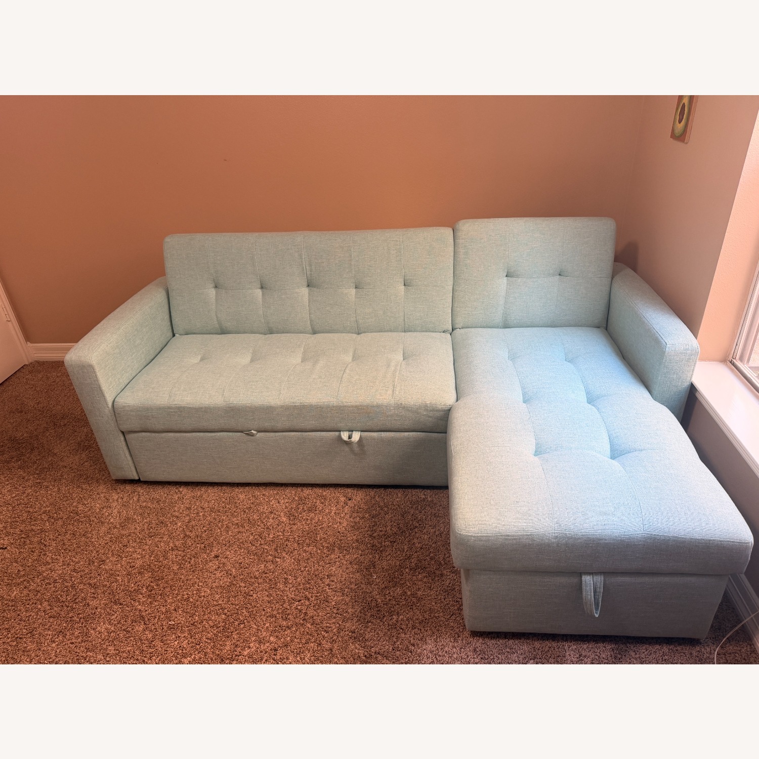 Jach Green Linen Sleeper Sofa - image-4