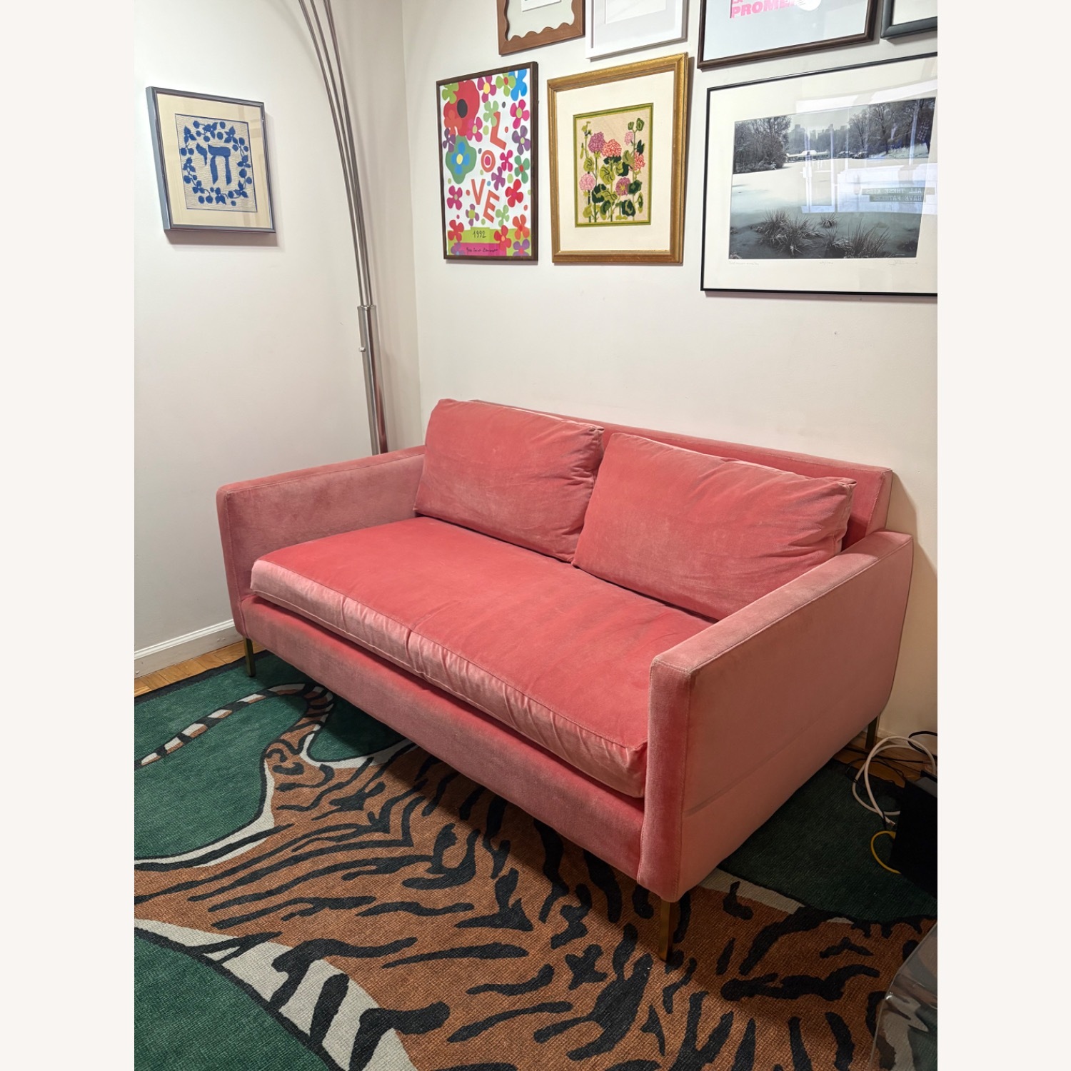 ABC Carpet and Home Pink Velvet Loveseat - image-3