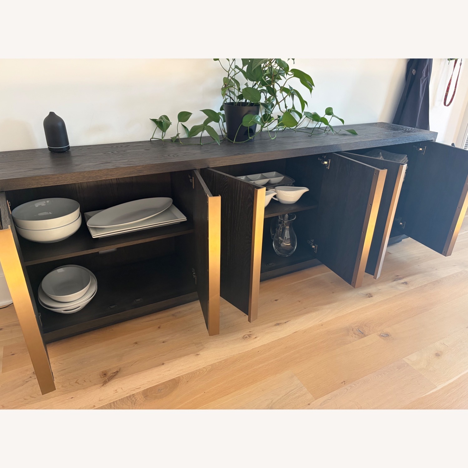 Restoration Hardware Bezier Dark Brown Brass Sideboard - image-2