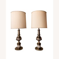 Vintage Stiffel Lamps, Brass & Porcelain, 1978