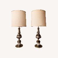 Vintage Stiffel Lamps, Brass & Porcelain, 1978