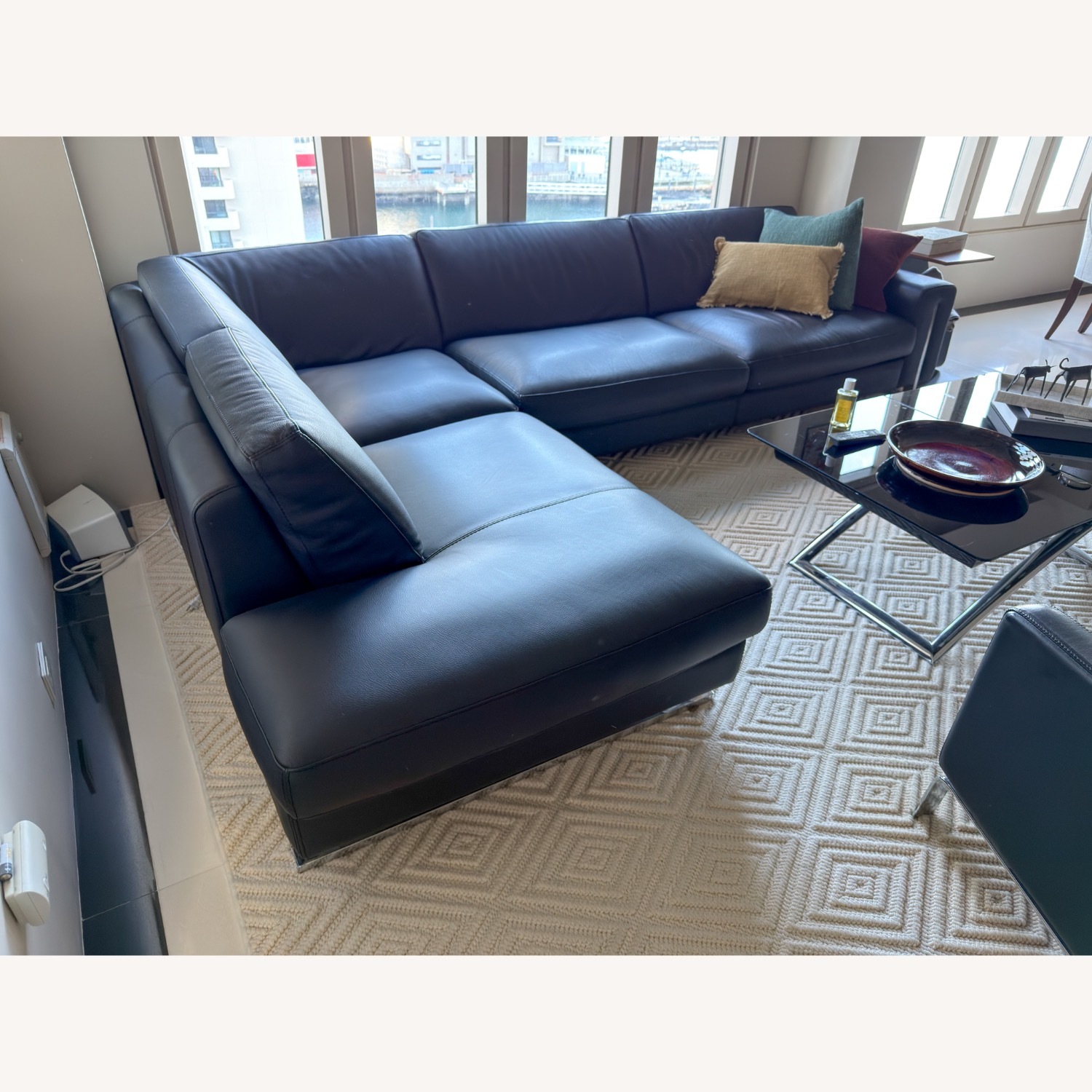 Roche Bobois Black Leather 2 Piece Sectional - image-2