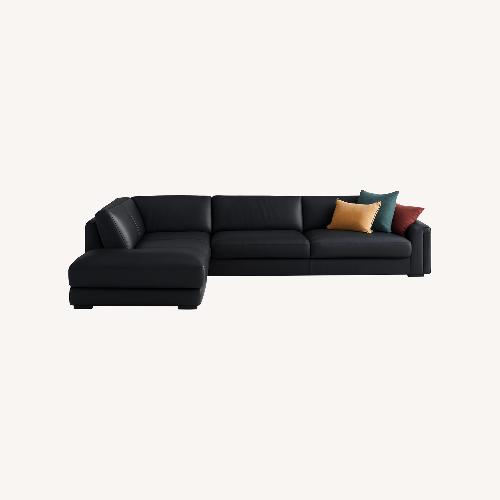 Used Roche Bobois Black Leather 2 Piece Sectional for sale on AptDeco
