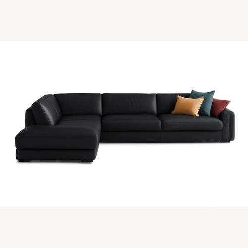 Used Roche Bobois Black Leather 2 Piece Sectional for sale on AptDeco