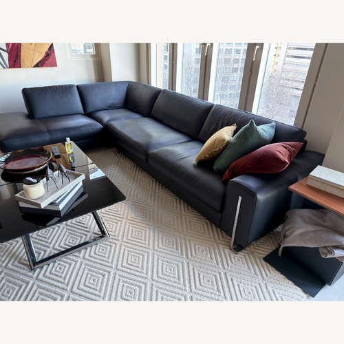 Used Roche Bobois Black Leather 2 Piece Sectional for sale on AptDeco