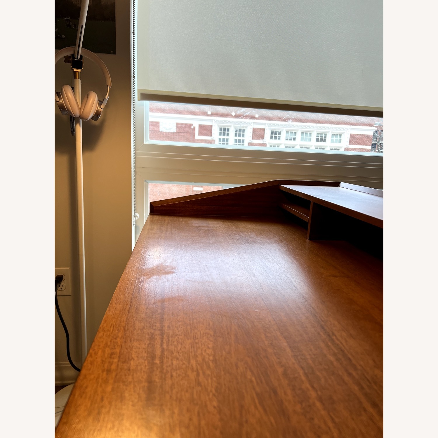 West Elm Mid Century Dark Brown Wood Desk - image-8