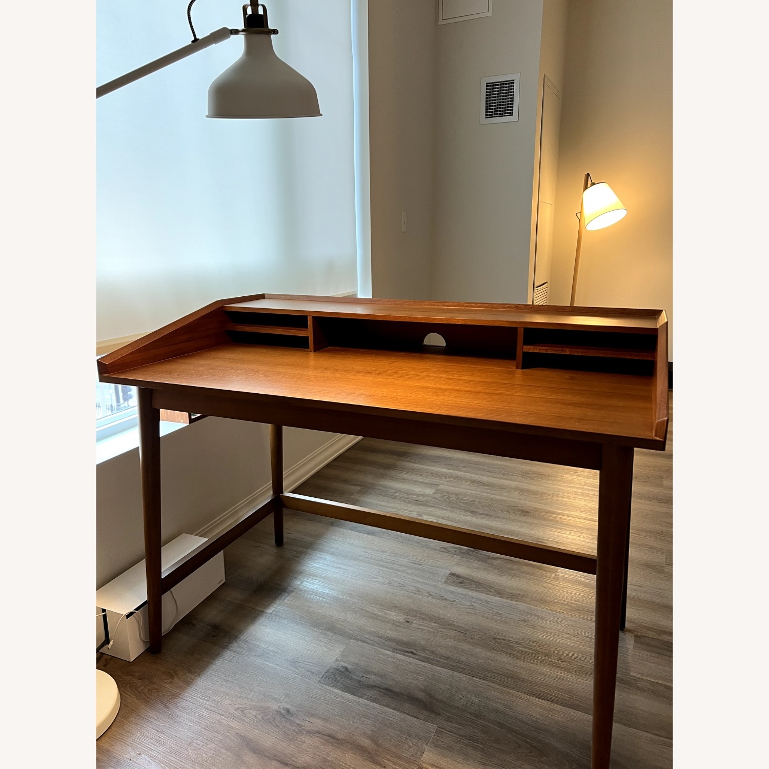 West Elm Mid Century Dark Brown Wood Desk - image-4