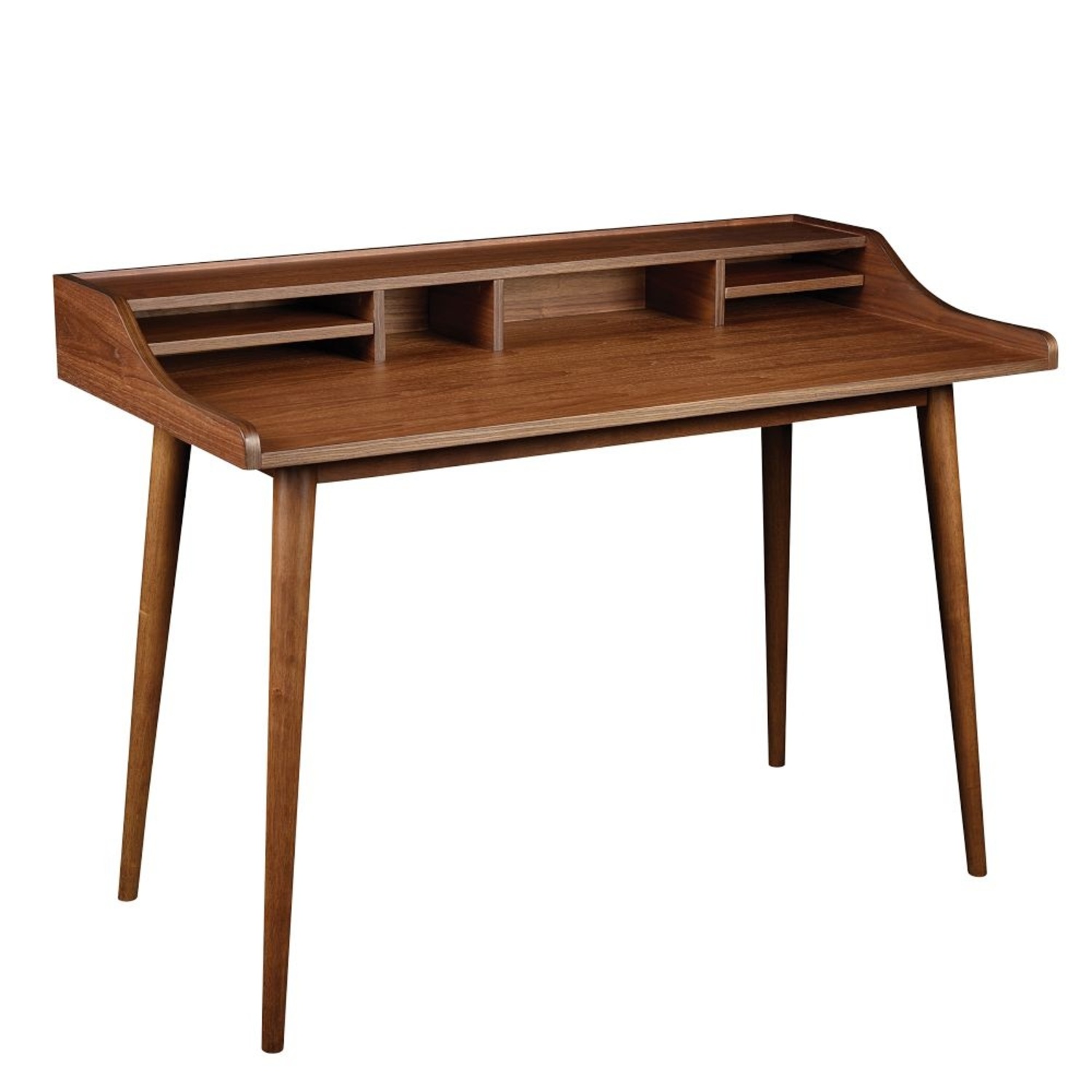 West Elm Mid Century Dark Brown Wood Desk - image-0