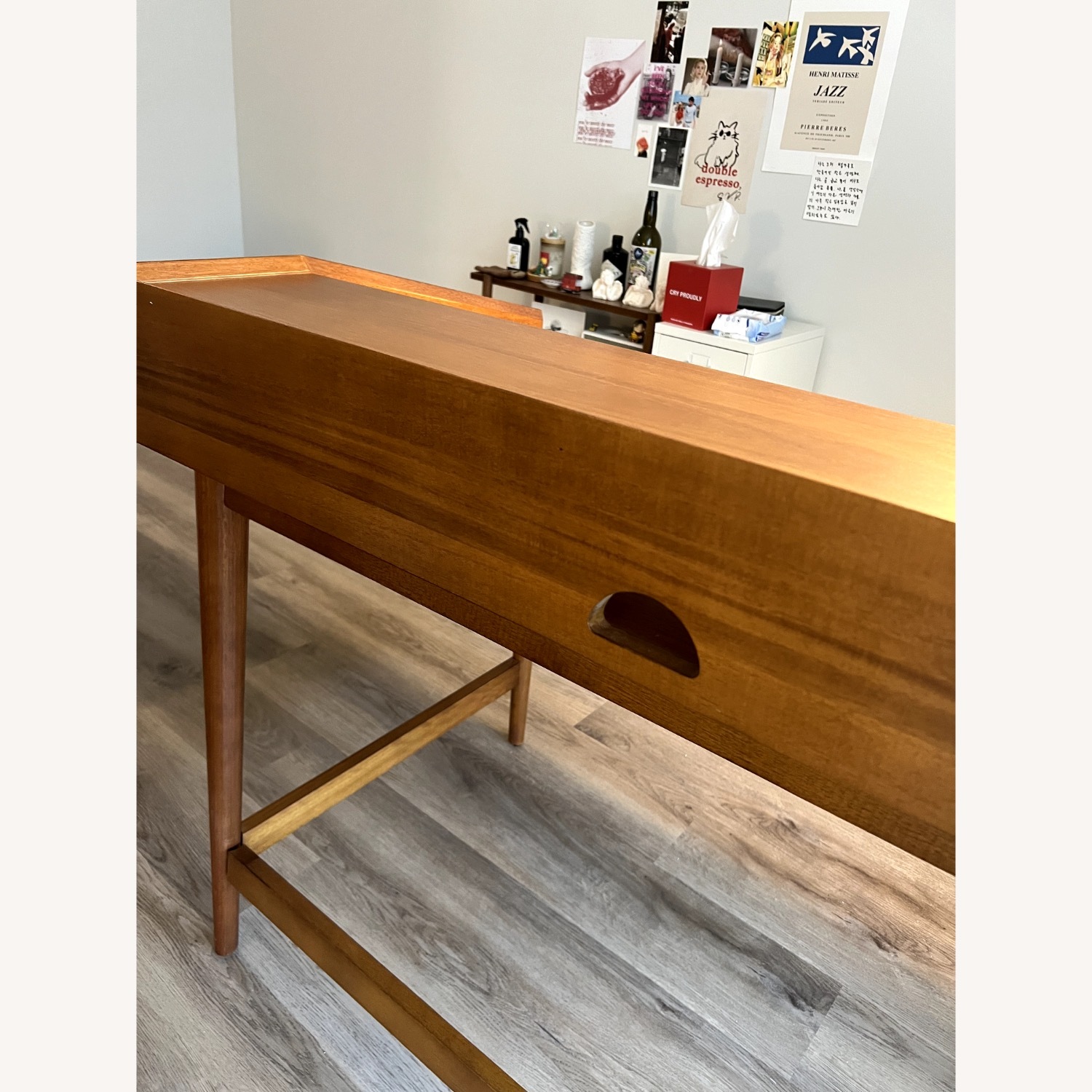 West Elm Mid Century Dark Brown Wood Desk - image-5