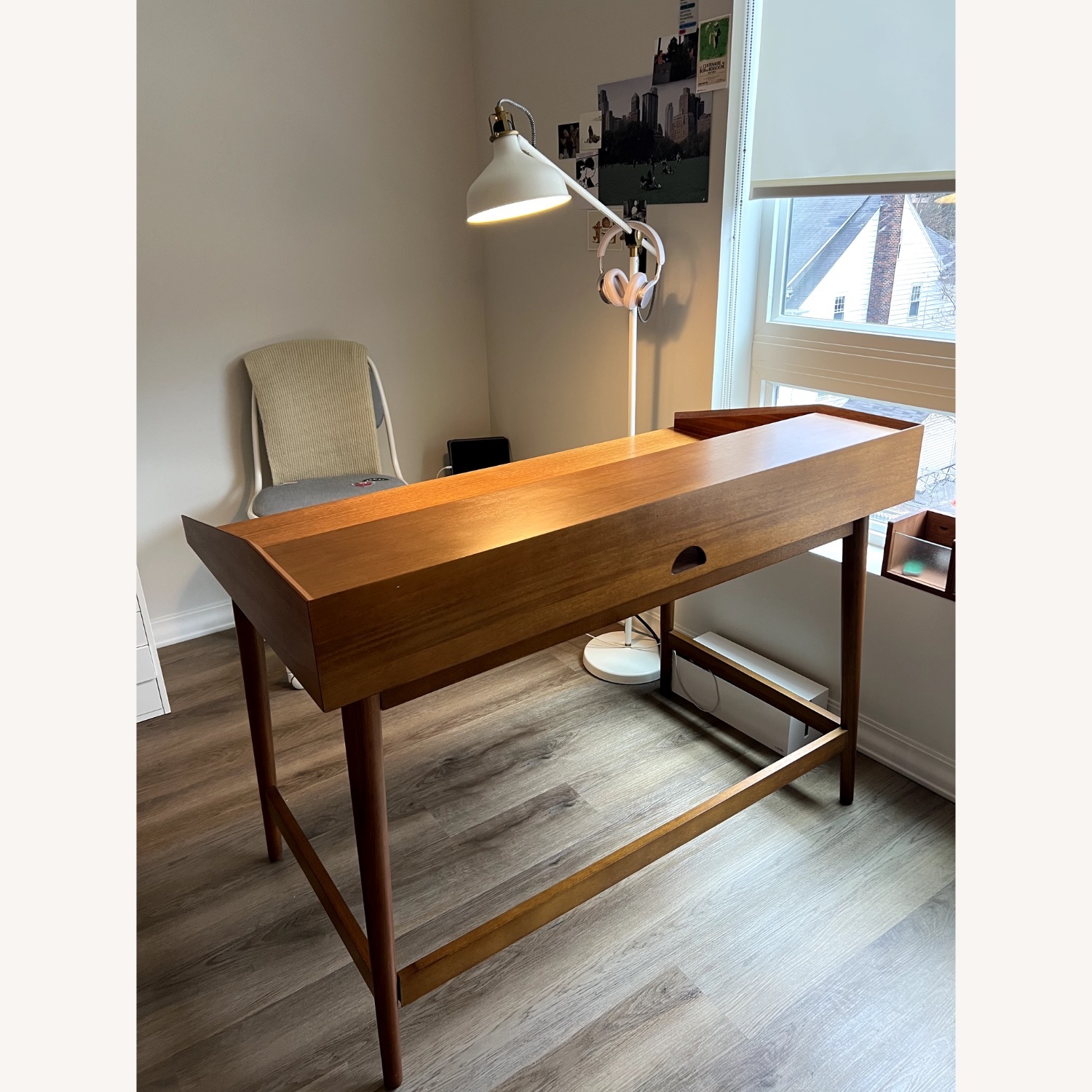 West Elm Mid Century Dark Brown Wood Desk - image-2