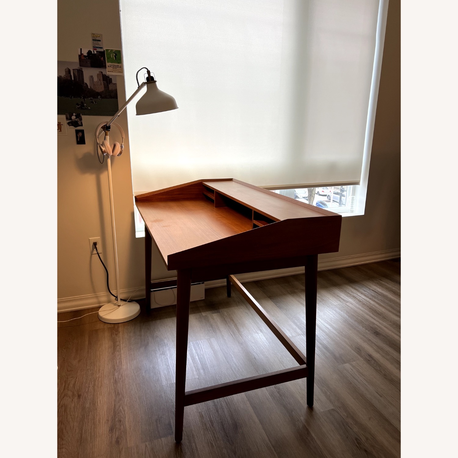 West Elm Mid Century Dark Brown Wood Desk - image-3