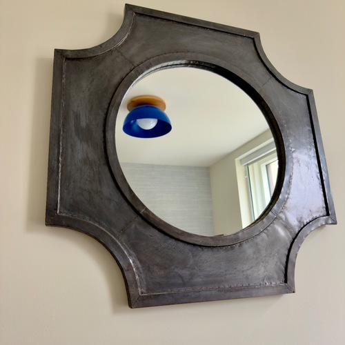 Used Made Goods Light Gray Metal Wall Mirror for sale on AptDeco