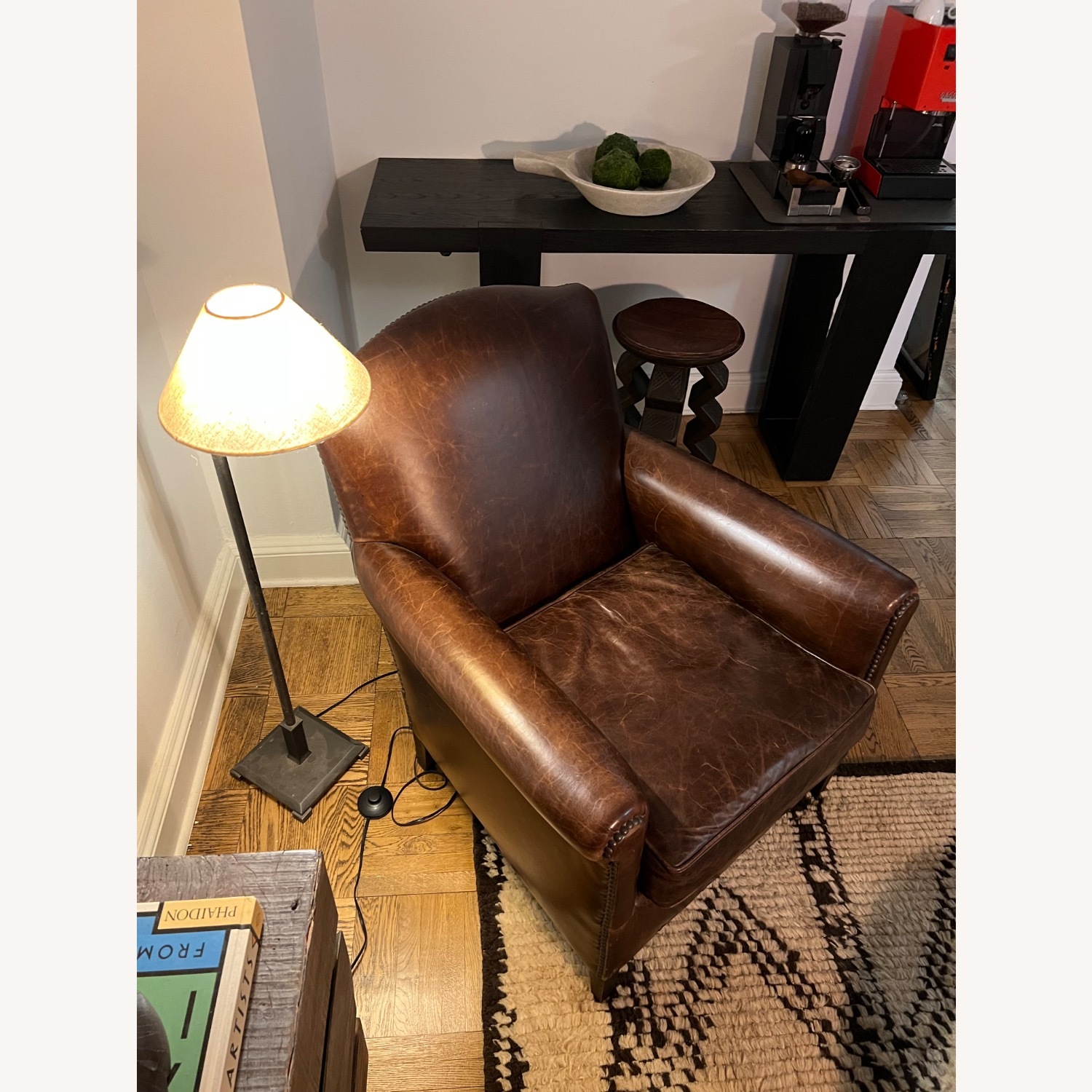 Restoration Hardware French Camel Back Leather Club Chair - image-5