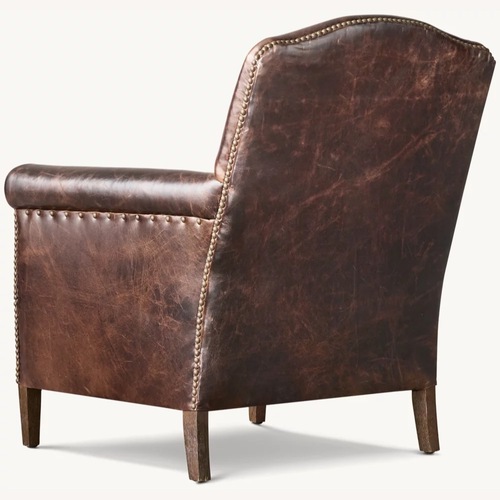 Used Restoration Hardware French Camel Back Leather Club Chair for sale on AptDeco