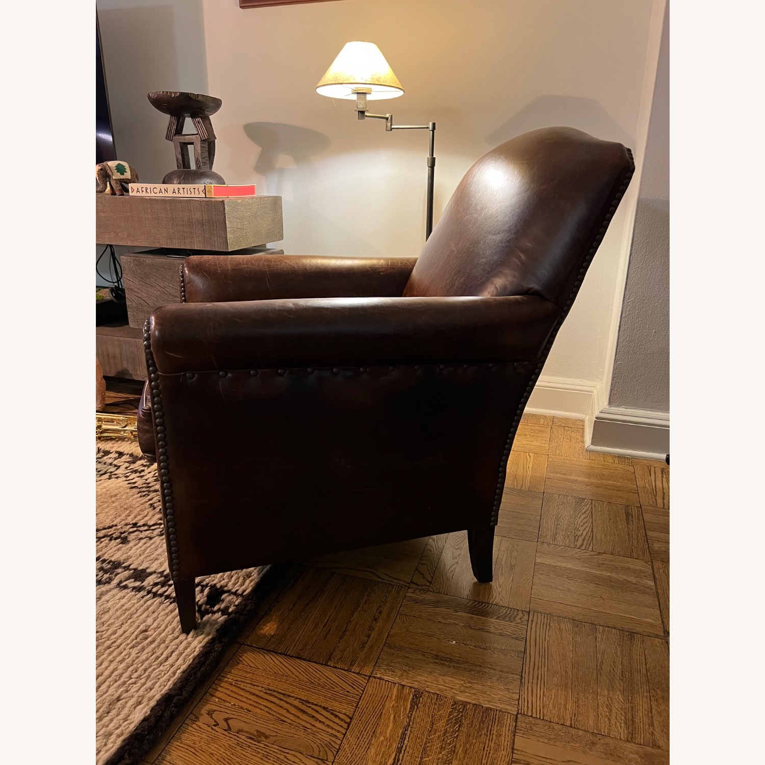 Restoration Hardware French Camel Back Leather Club Chair - image-3