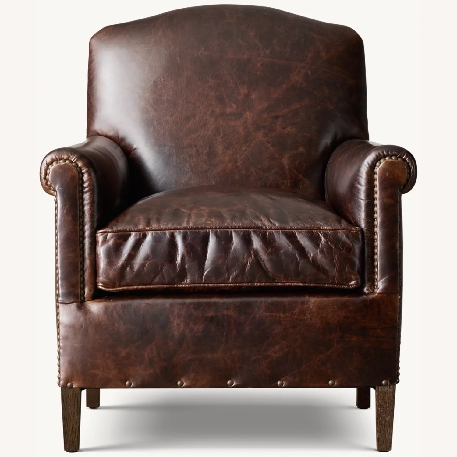 Restoration Hardware French Camel Back Leather Club Chair - image-0
