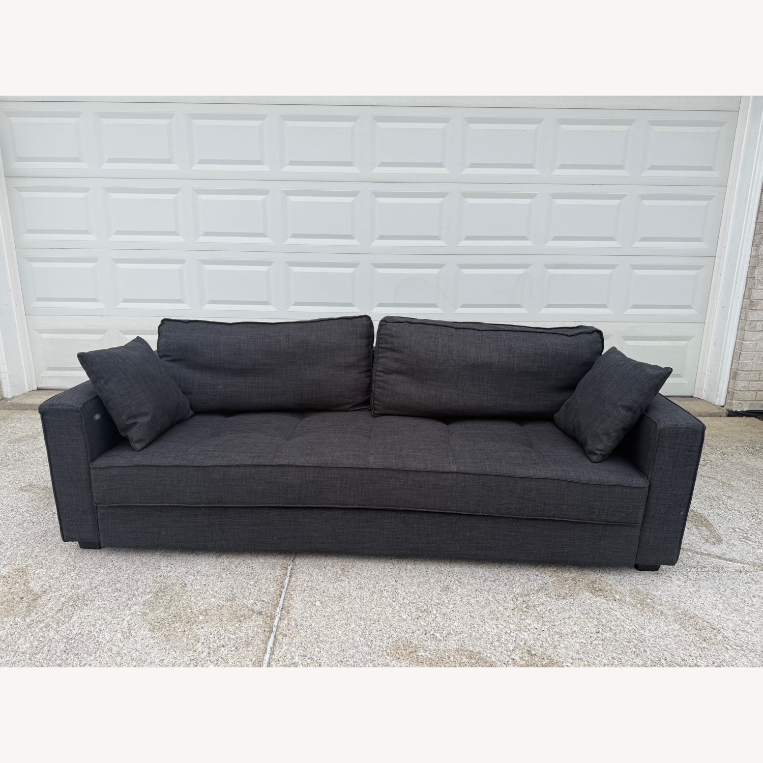 Crate & Barrel Dark Gray Fabric Sleeper Sofa Full - image-1