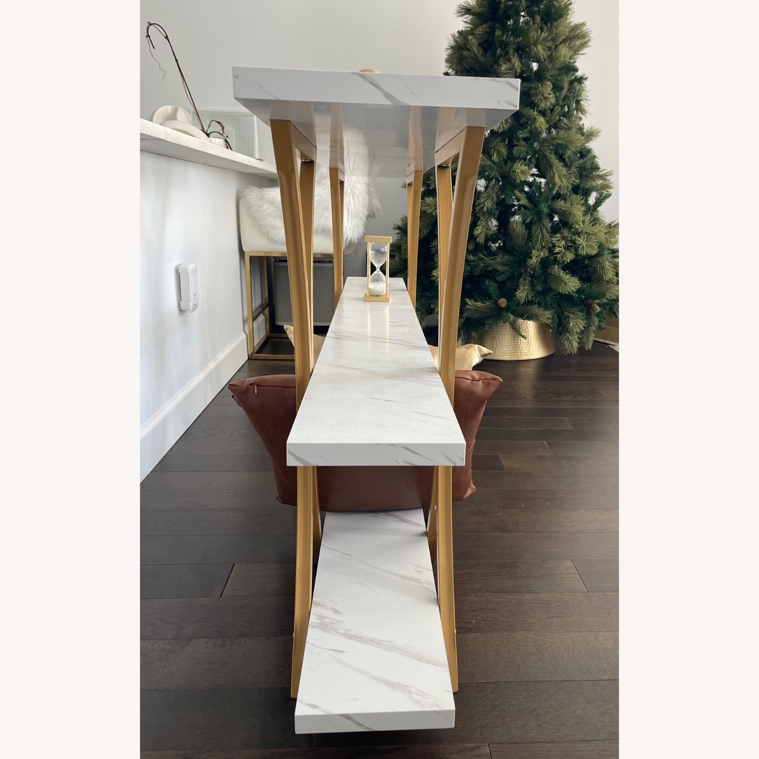 White & Gold High Console Table - image-4
