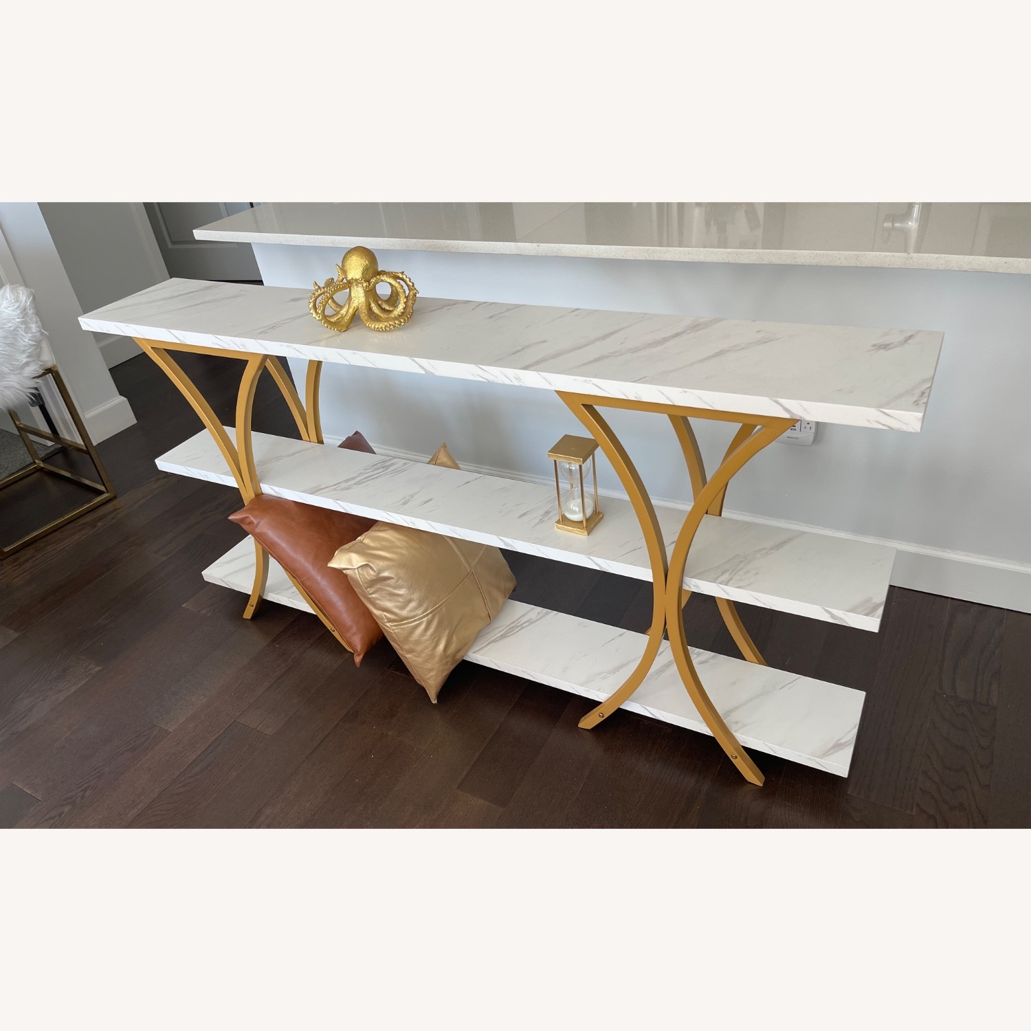 White & Gold High Console Table - image-3