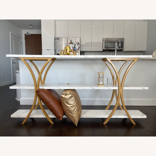 Used White & Gold High Console Table for sale on AptDeco