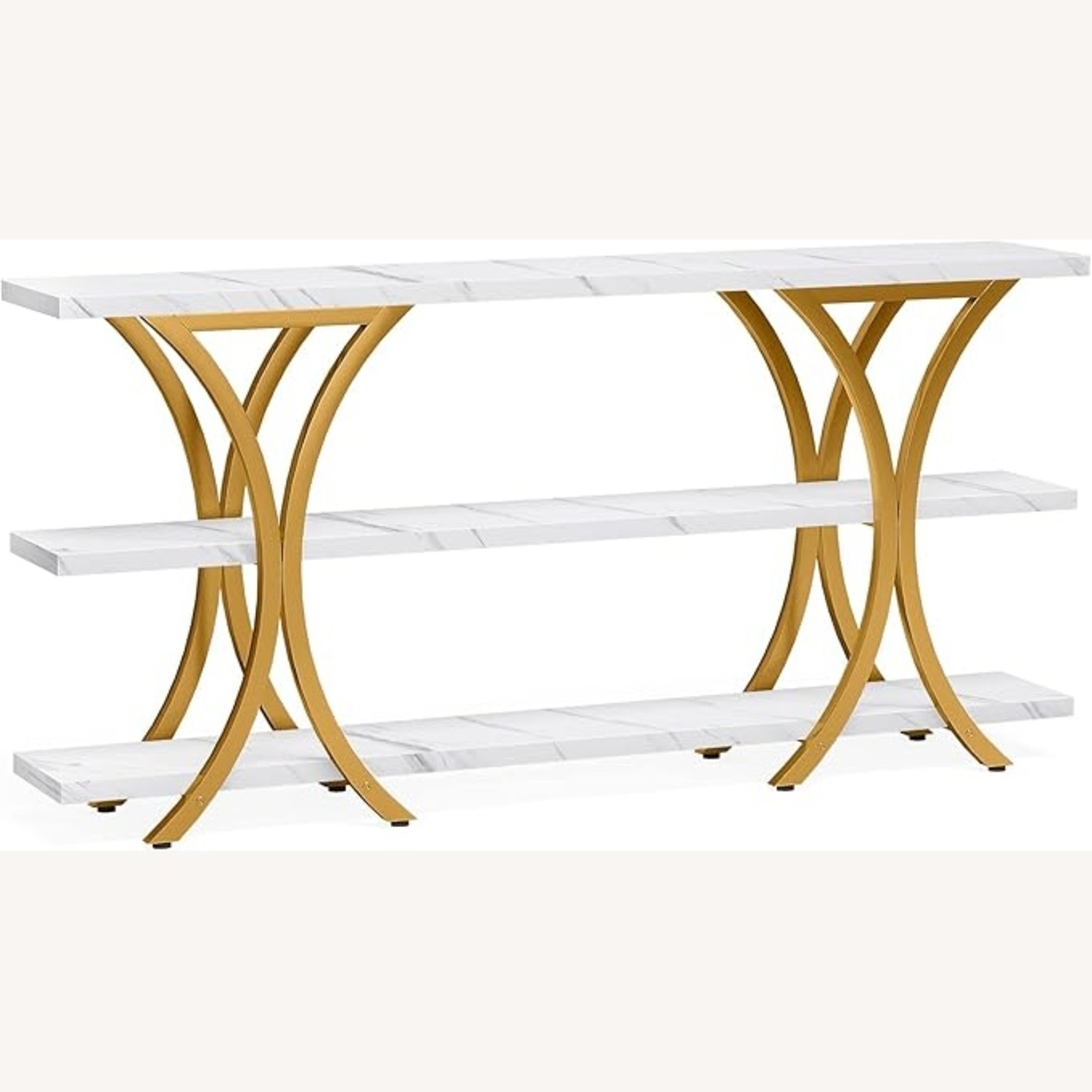 White & Gold High Console Table - image-0