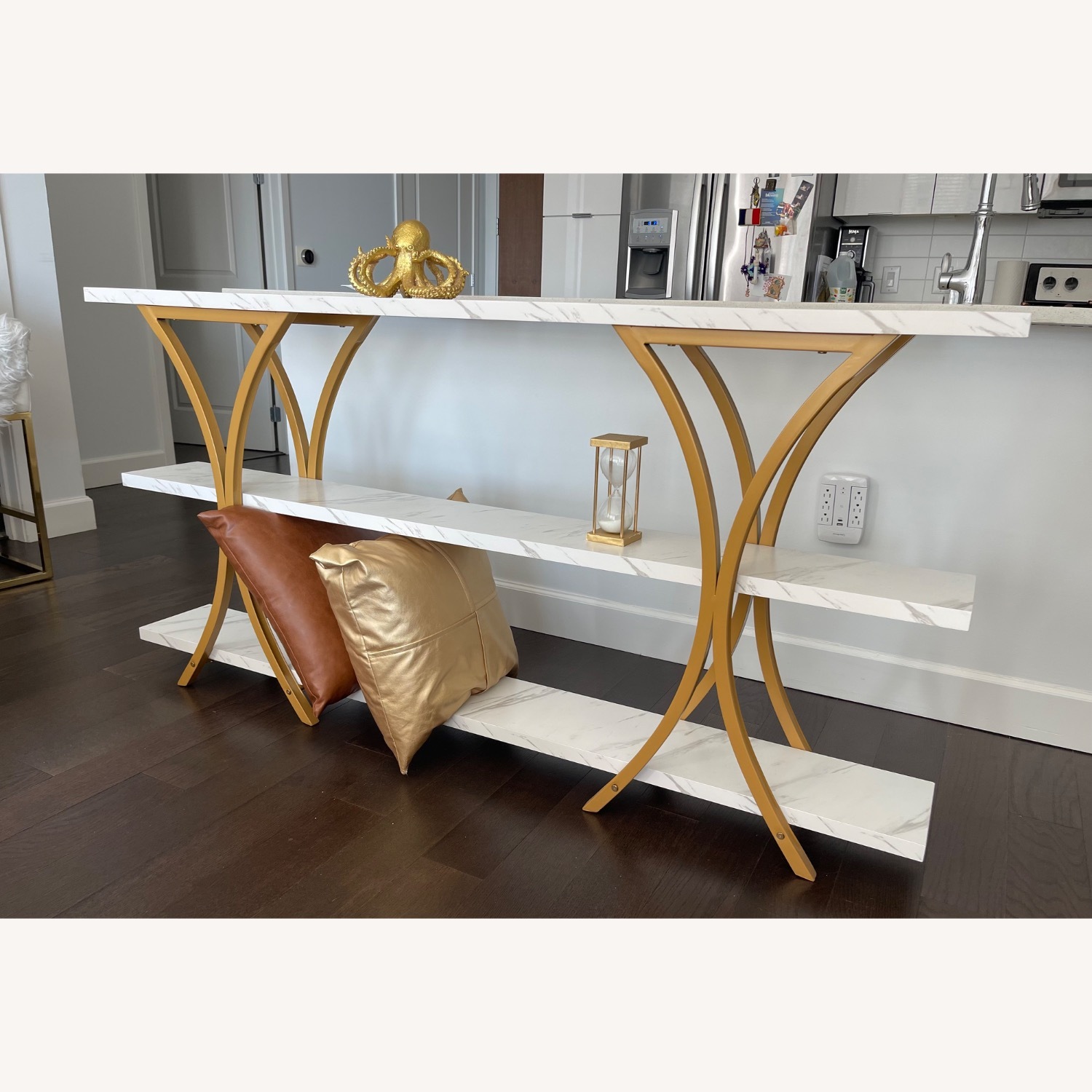 White & Gold High Console Table - image-2