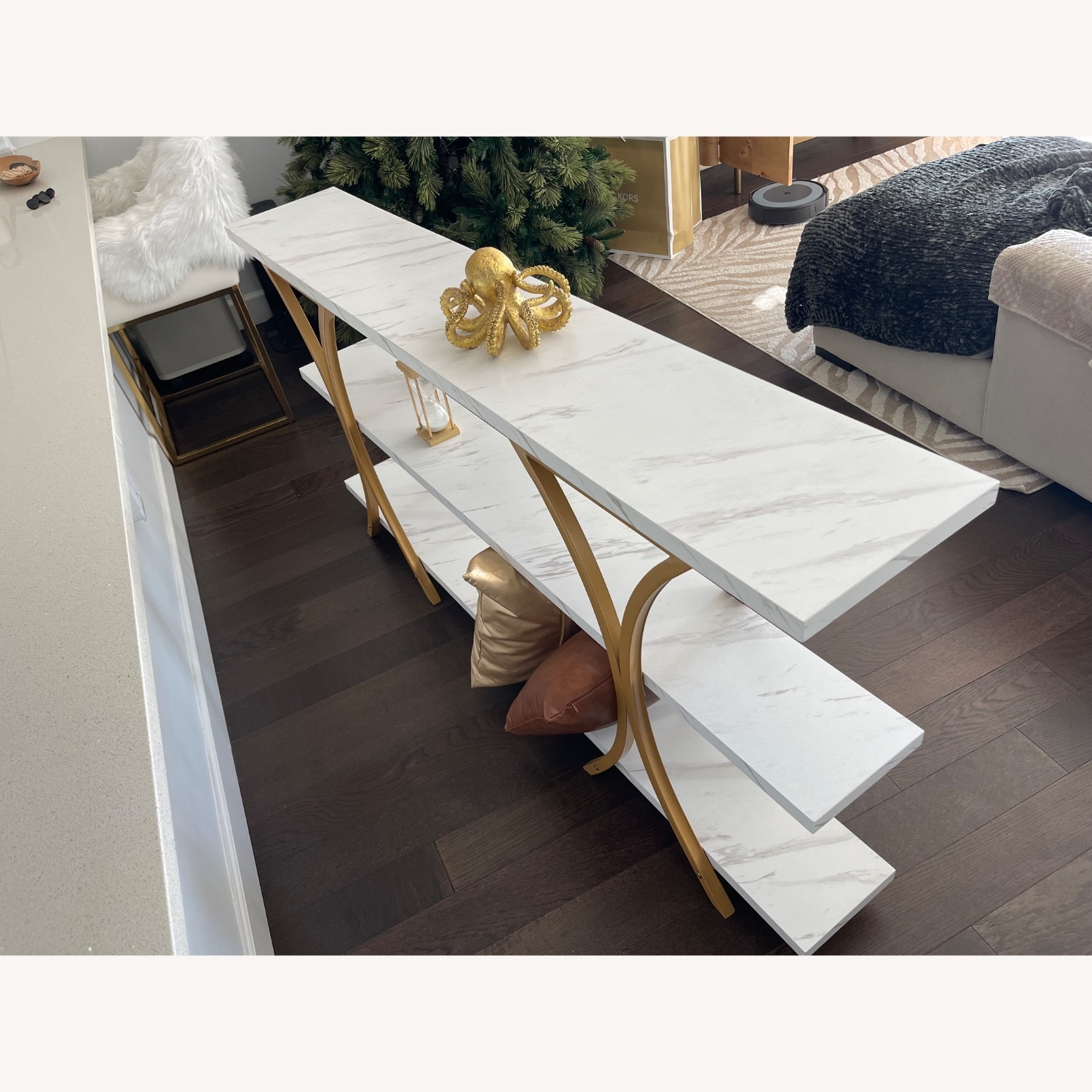 White & Gold High Console Table - image-5