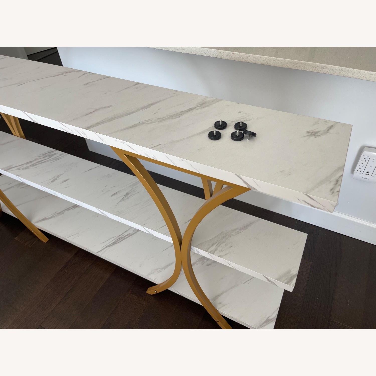 White & Gold High Console Table - image-7