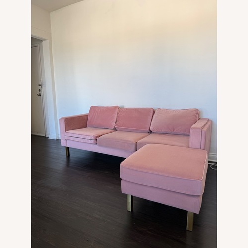 Used Albany Park Pink Velvet 2 Seater Sofa for sale on AptDeco