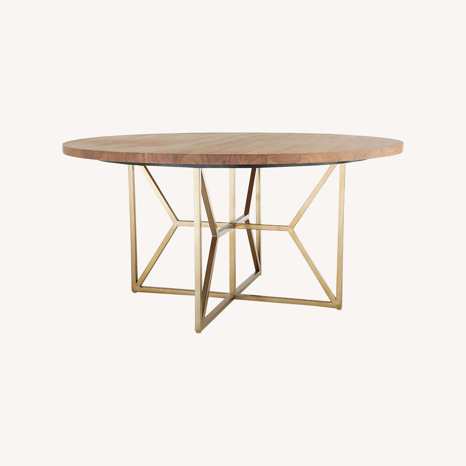 Crate & Barrel Round Acacia Dining Table - image-0