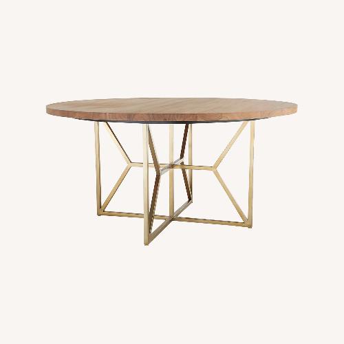 Used Crate & Barrel Round Acacia Dining Table for sale on AptDeco