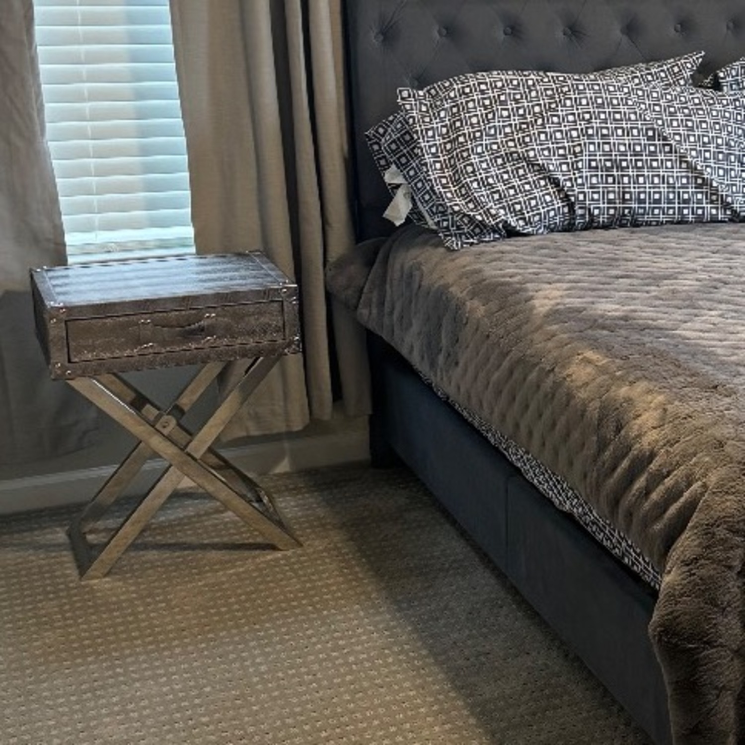 Houzz Silver Leather Nightstands - image-5