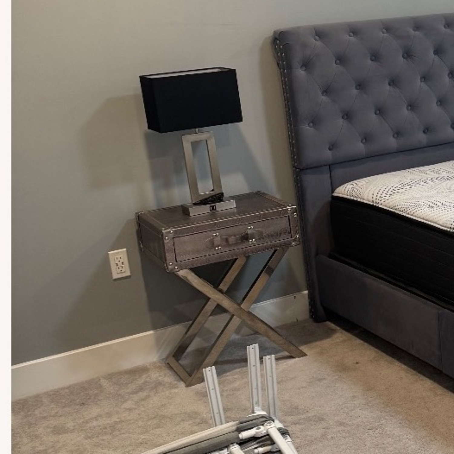 Houzz Silver Leather Nightstands - image-3